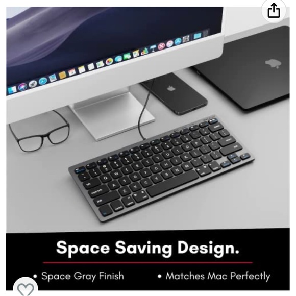 COMPACT USB WIRED KEYBOARD For Mac and PC - Picture 3 of 9
